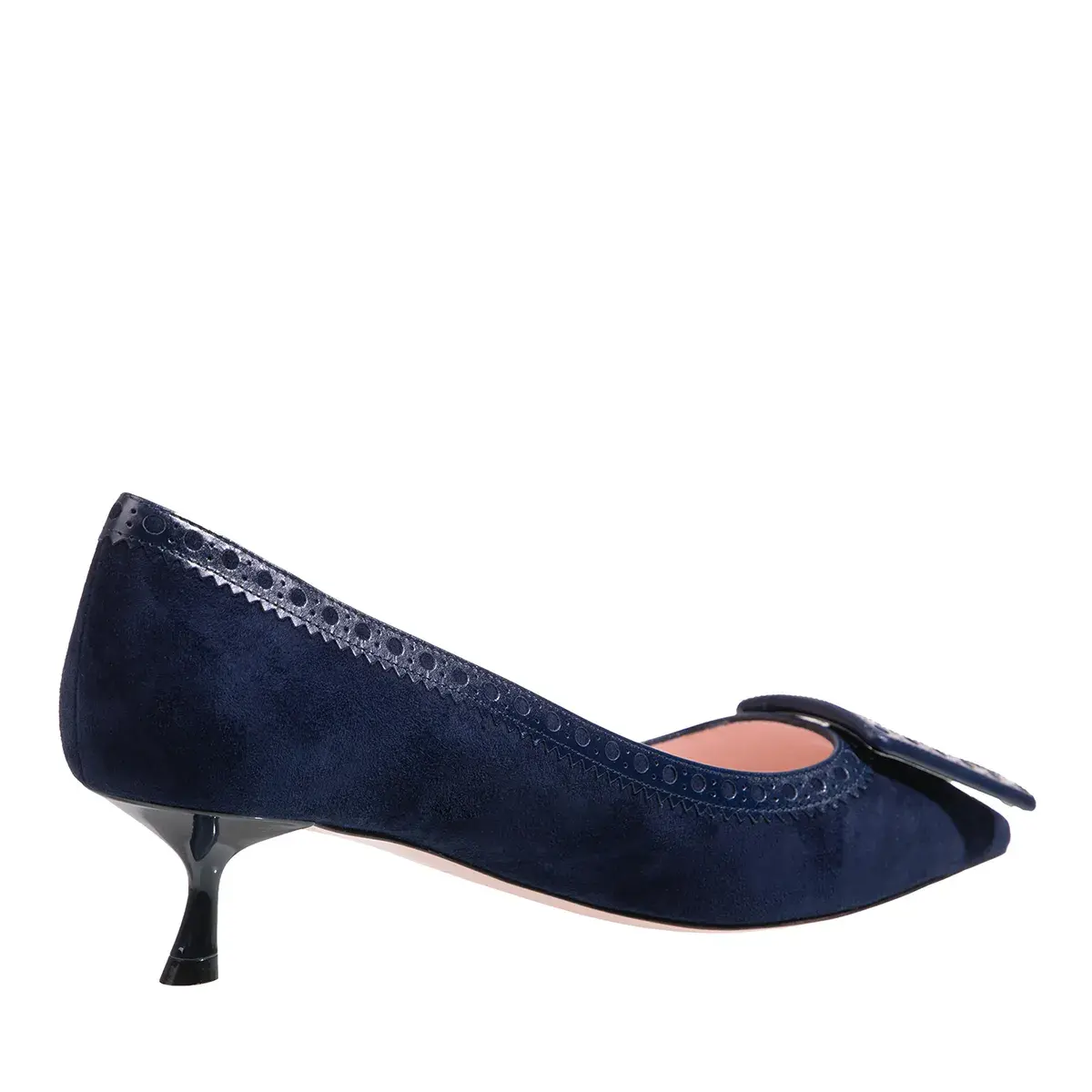 Blaue Wildleder-Pumps mit Kitten-Absatz