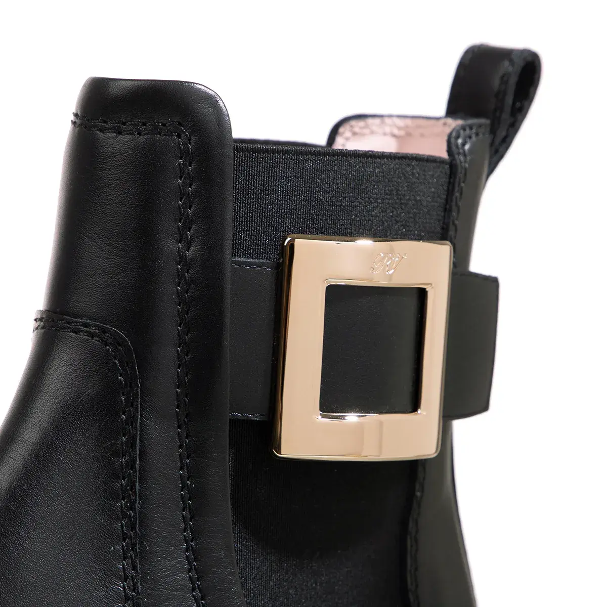 Schwarze Chelsea Lederstiefel mit Schnalle