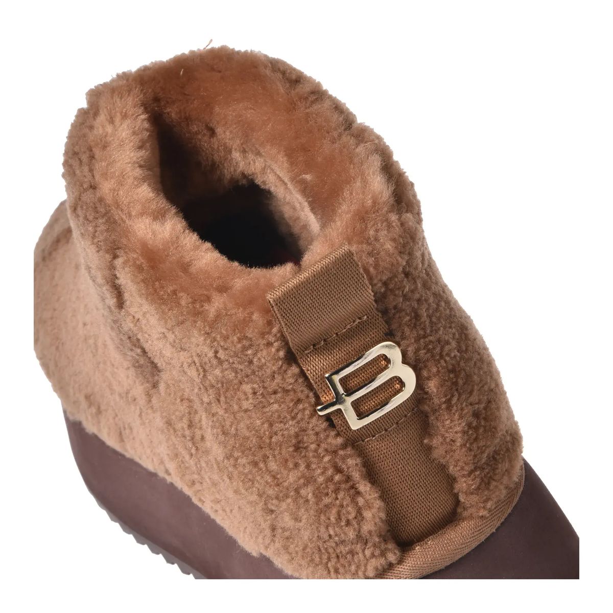 Braune Shearling Plateau Stiefeletten