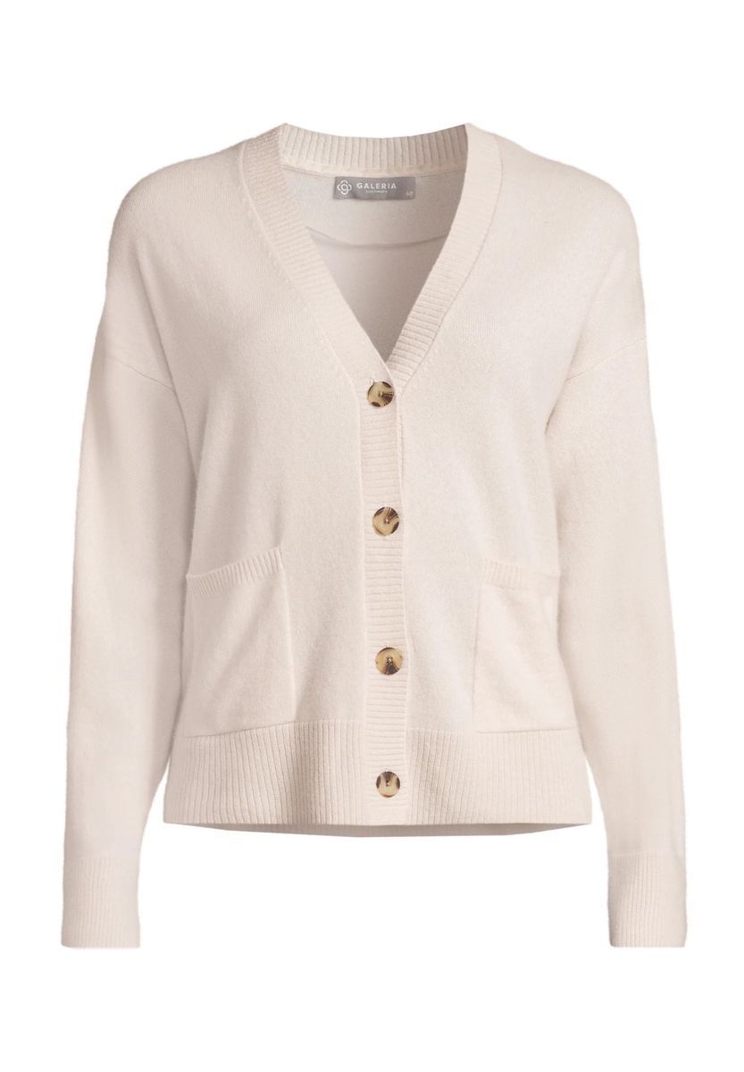 Kaschmircardigan mit aufgesetzten Taschen