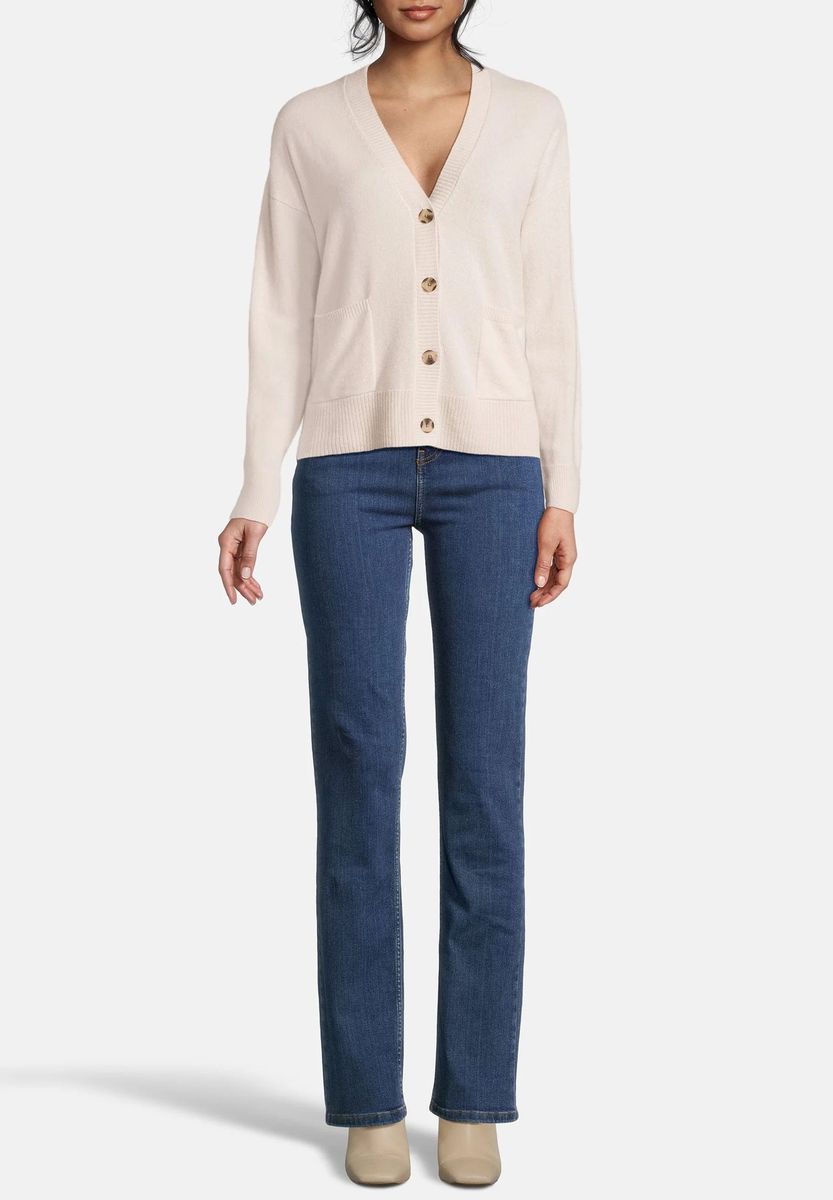 Kaschmircardigan mit aufgesetzten Taschen