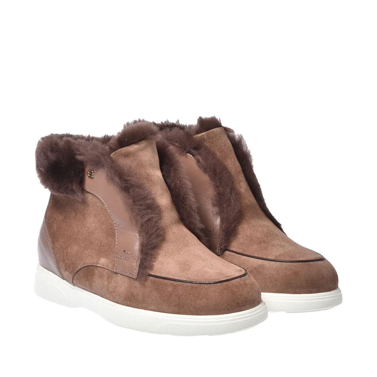 Stiefeletten aus Wildleder mit Shearlingbesatz