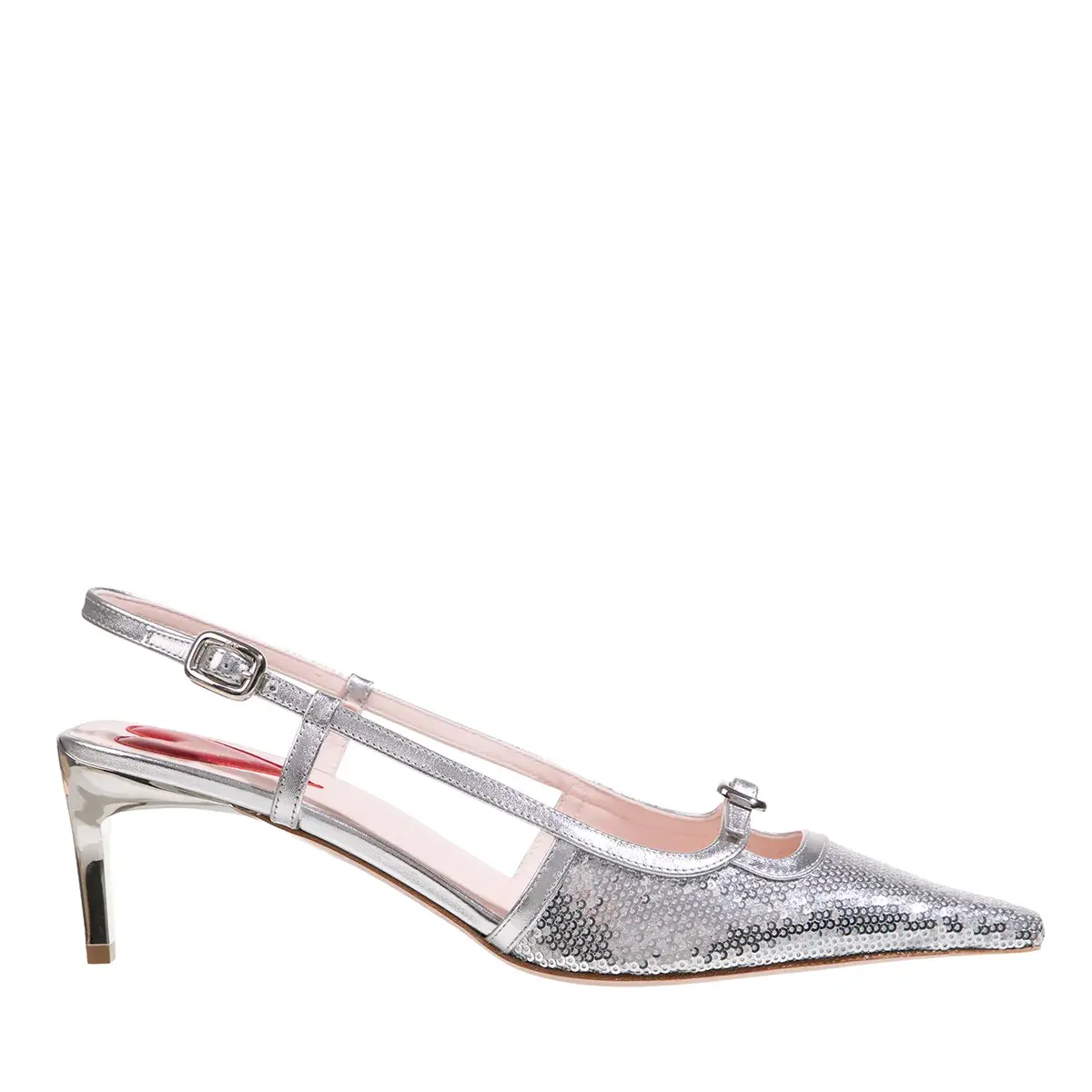 Funkelnder Pailletten Slingback Absatzschuh