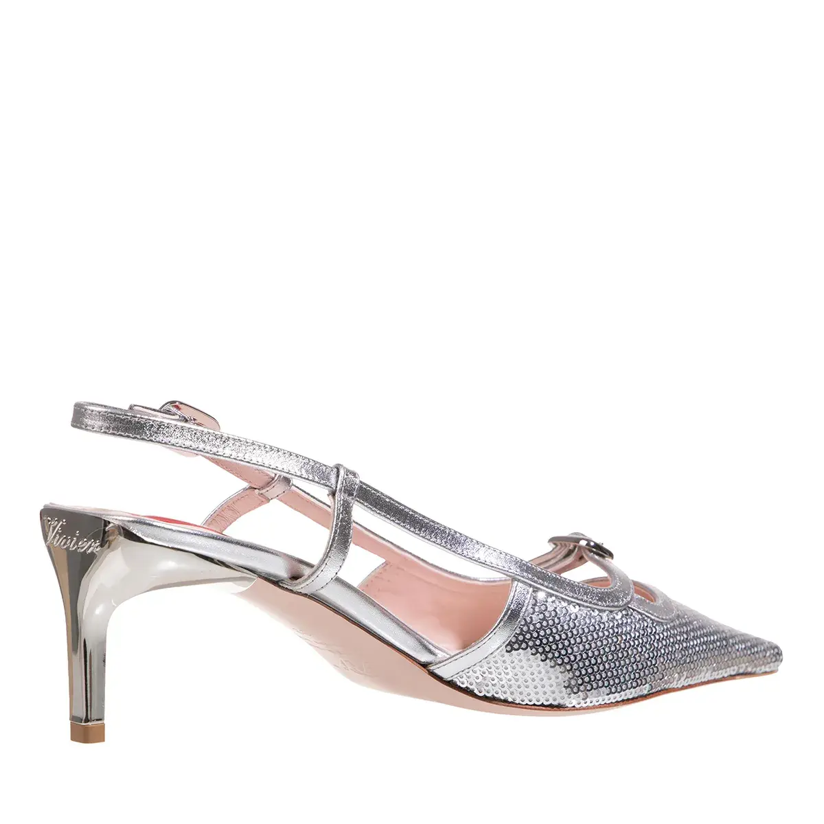 Funkelnder Pailletten Slingback Absatzschuh