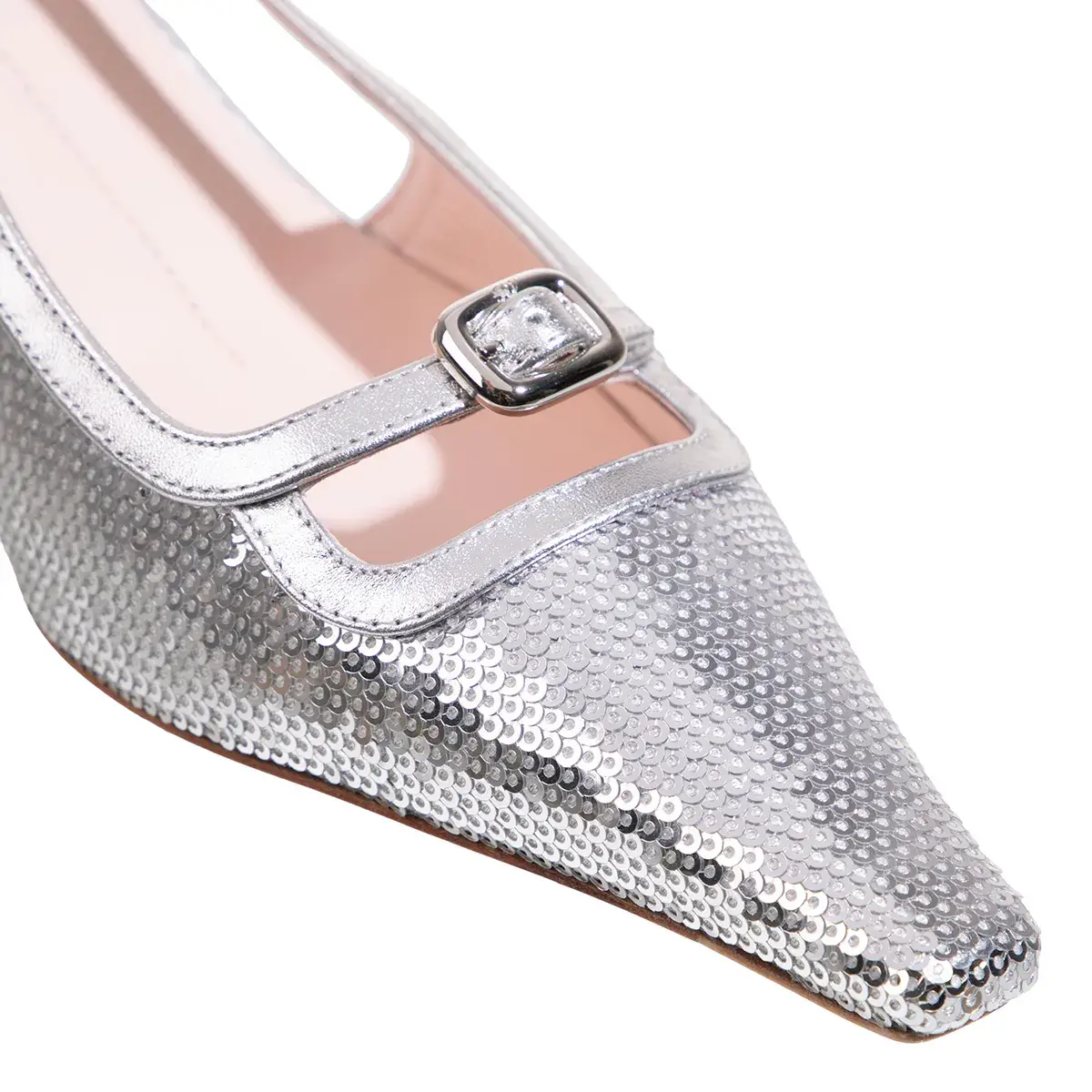 Funkelnder Pailletten Slingback Absatzschuh