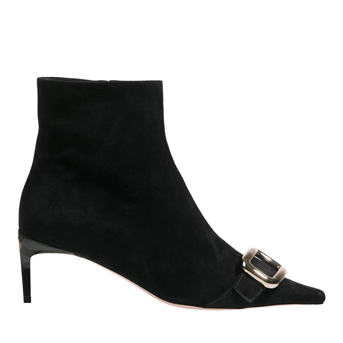 Schwarze Wildleder-Stiefeletten mit Schnalle