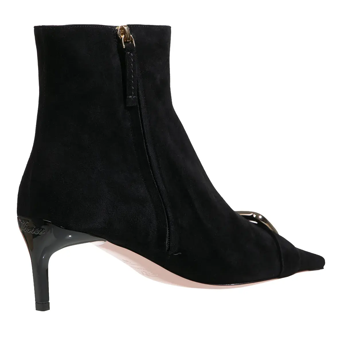 Schwarze Wildleder-Stiefeletten mit Schnalle