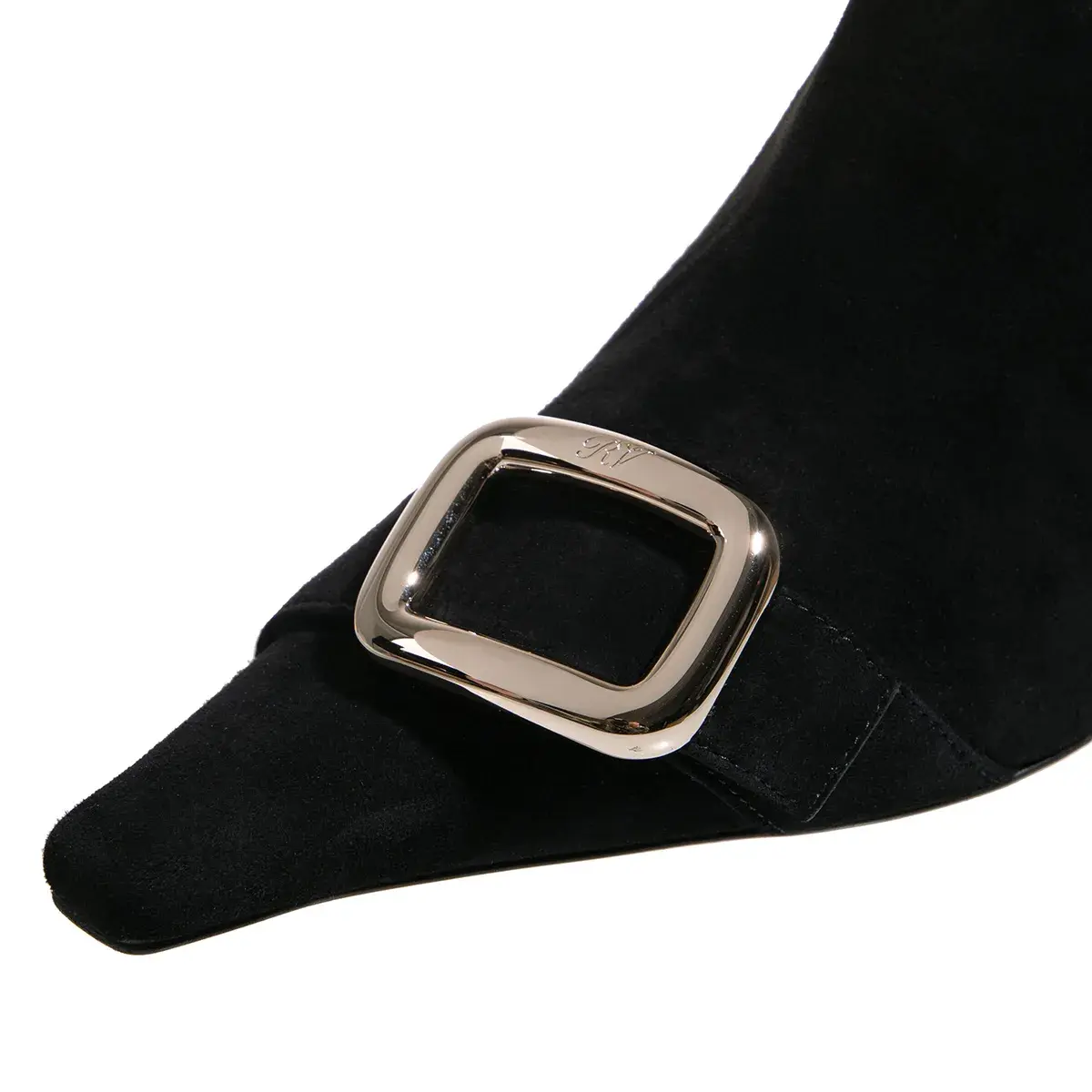 Schwarze Wildleder-Stiefeletten mit Schnalle