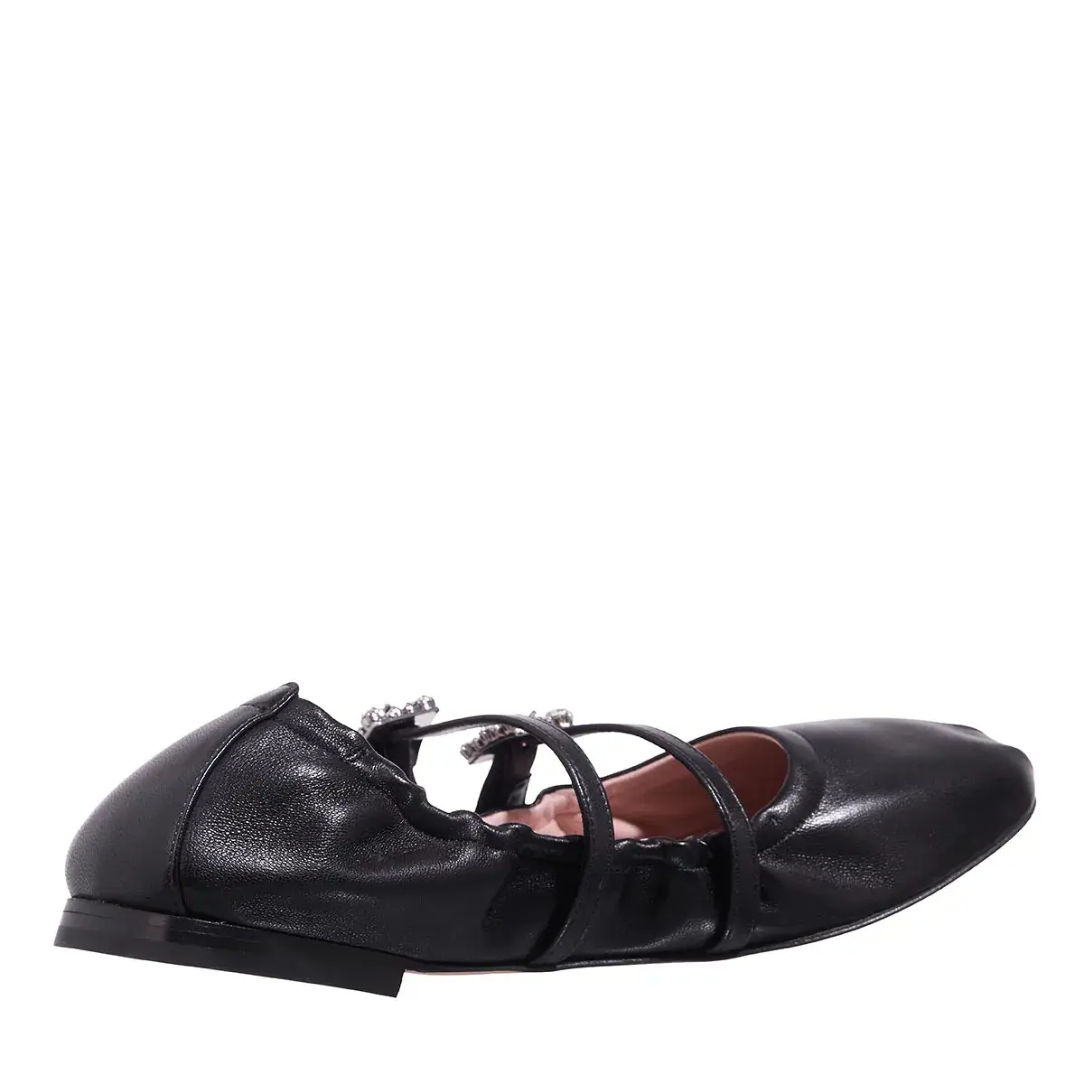 Ballerinas aus Leder mit Strass-Riemen