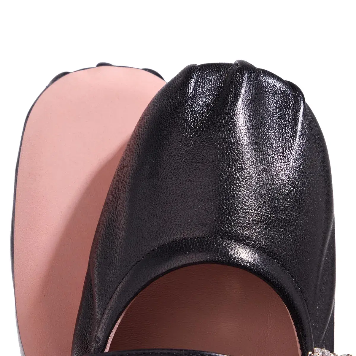Ballerinas aus Leder mit Strass-Riemen