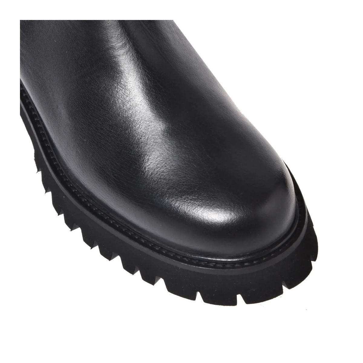 Leder-Stiefeletten mit Strickstulpe