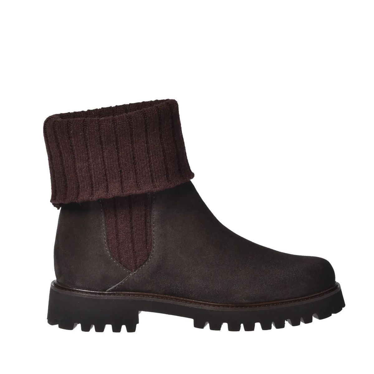 Stiefelette aus Wildleder mit Strickbund