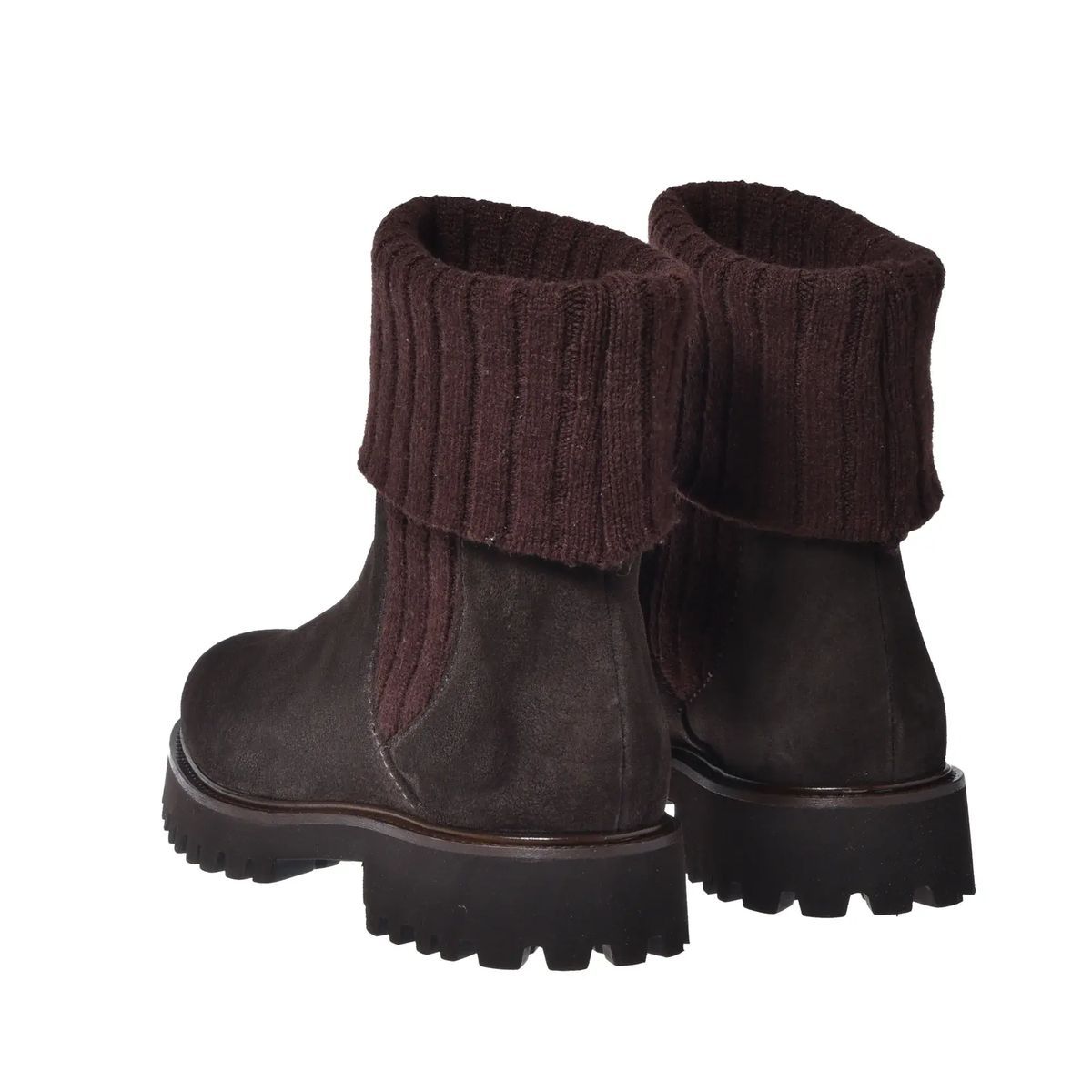 Stiefelette aus Wildleder mit Strickbund
