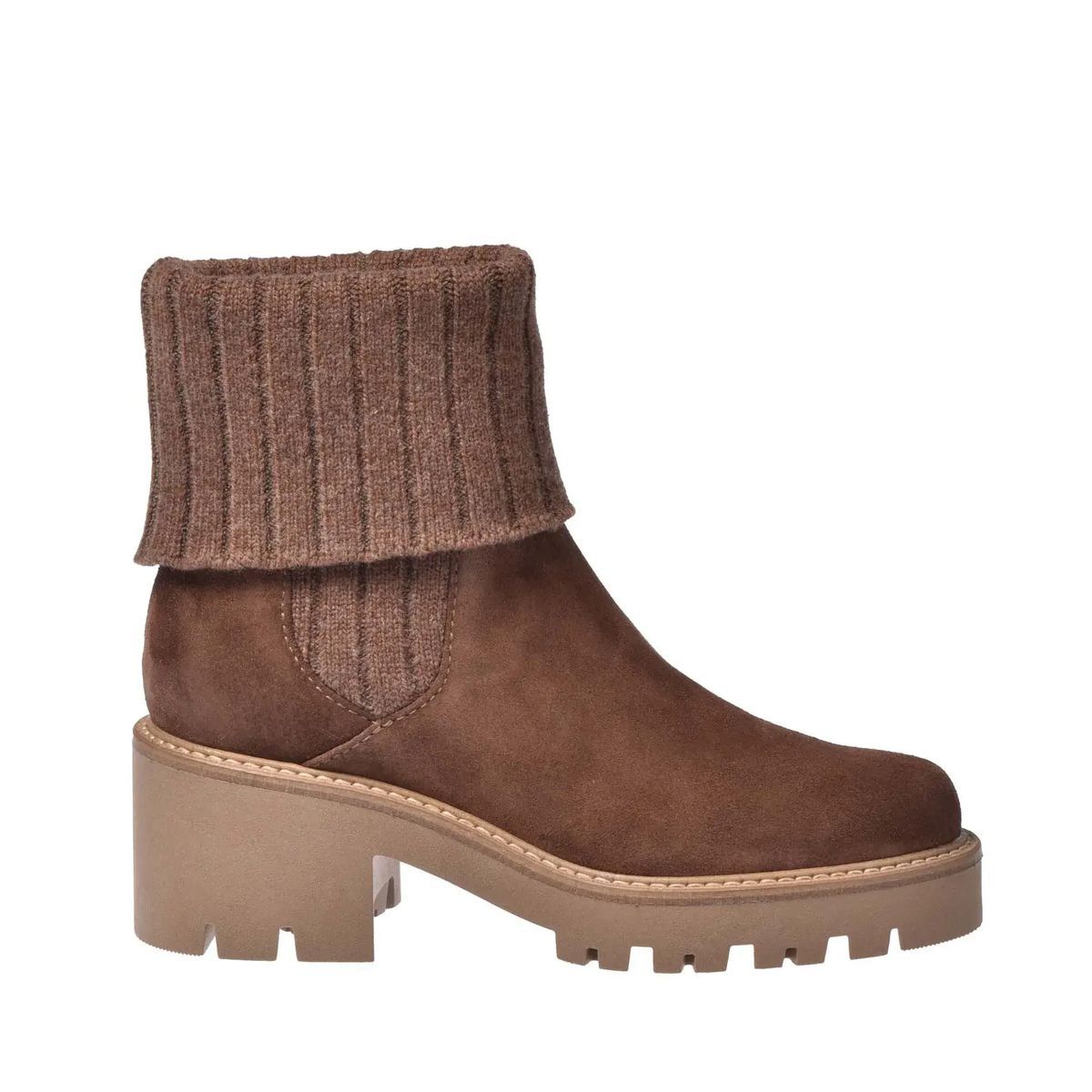 Stiefeletten aus Wildleder mit Strickmanschette
