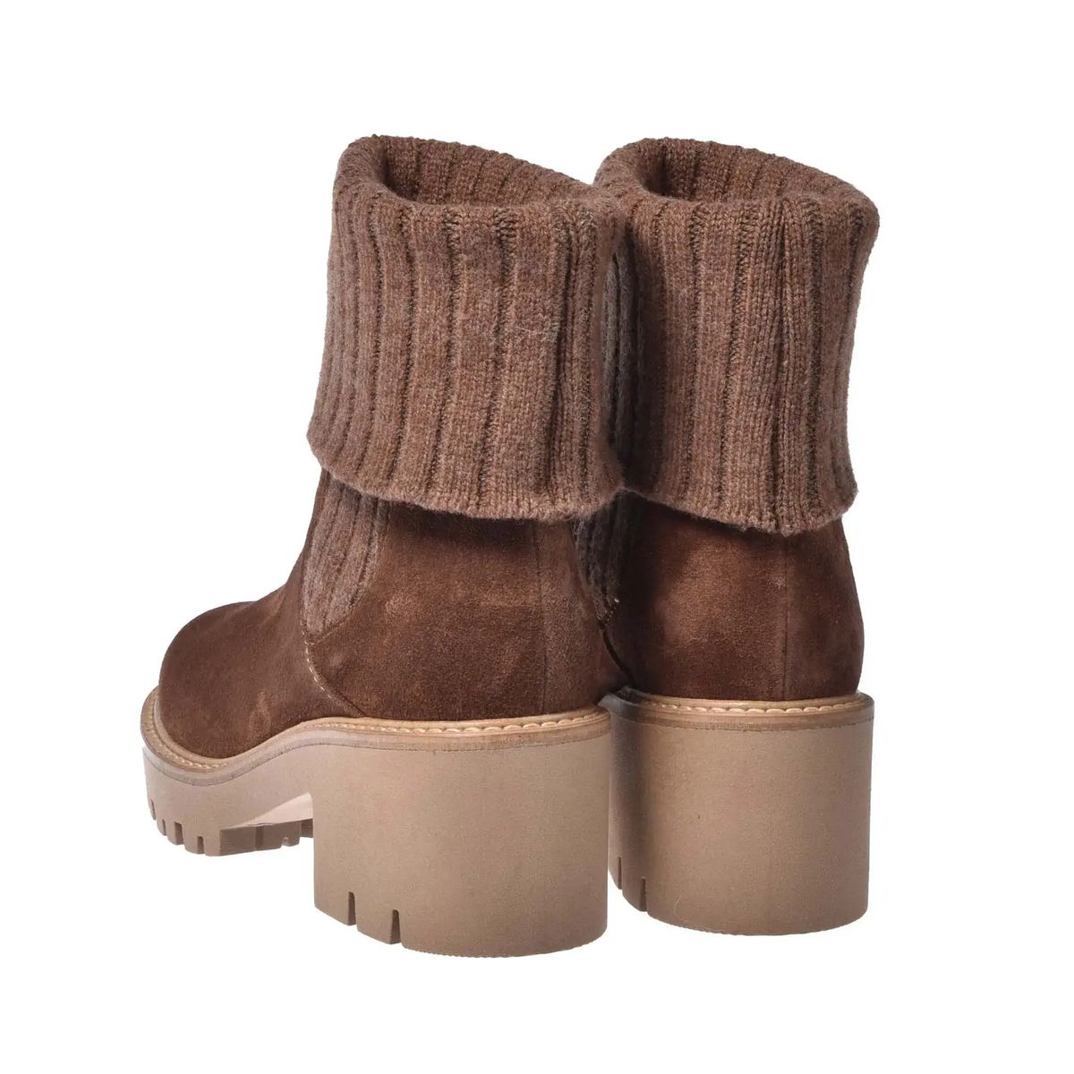 Stiefeletten aus Wildleder mit Strickmanschette