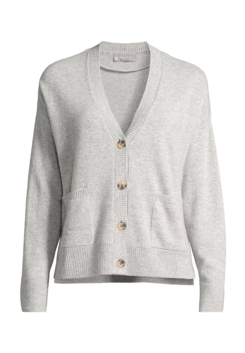 Kaschmircardigan mit aufgesetzten Taschen