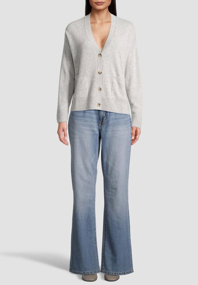 Kaschmircardigan mit aufgesetzten Taschen