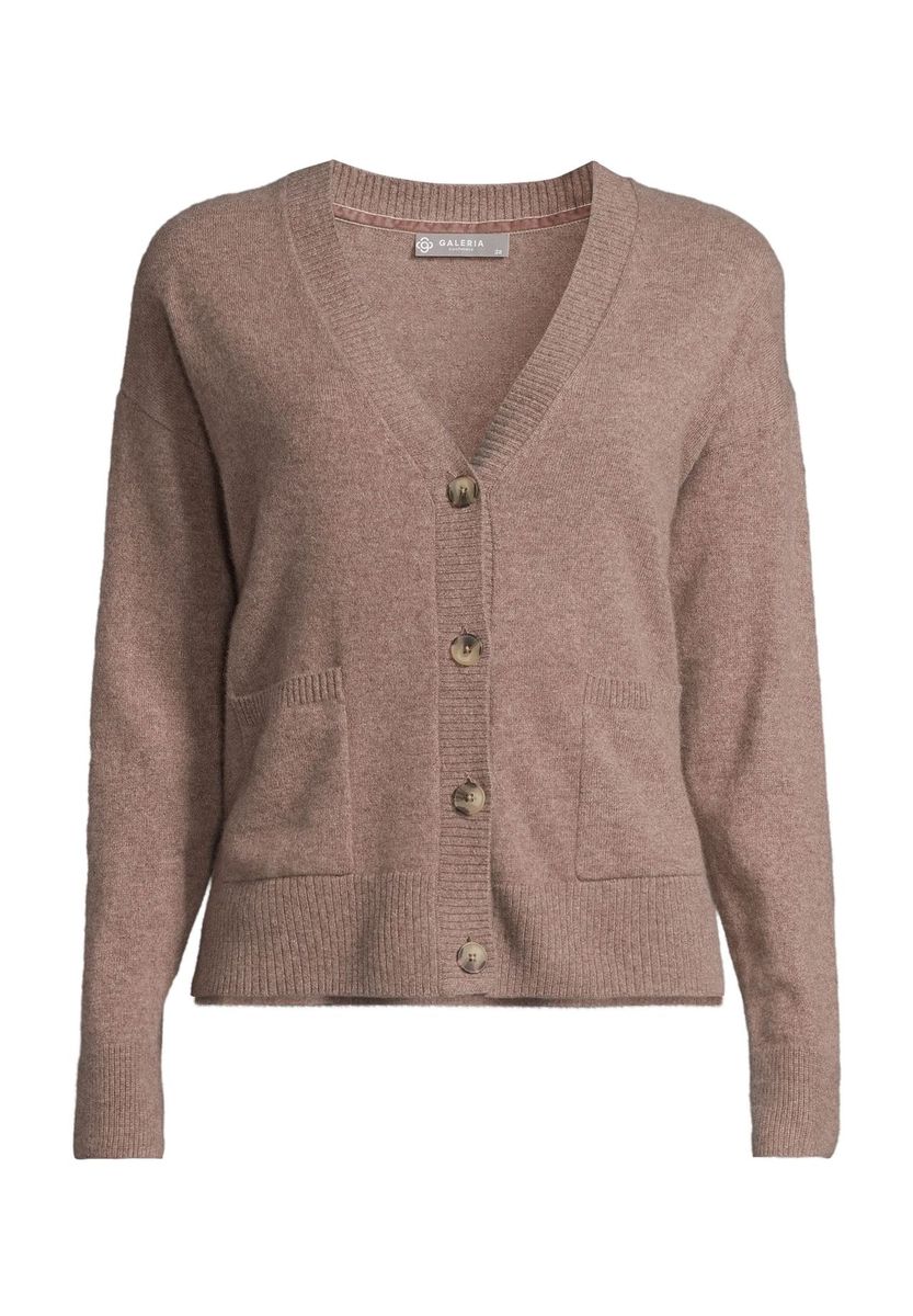 Klassische Kaschmir Strickjacke mit V-Ausschnitt