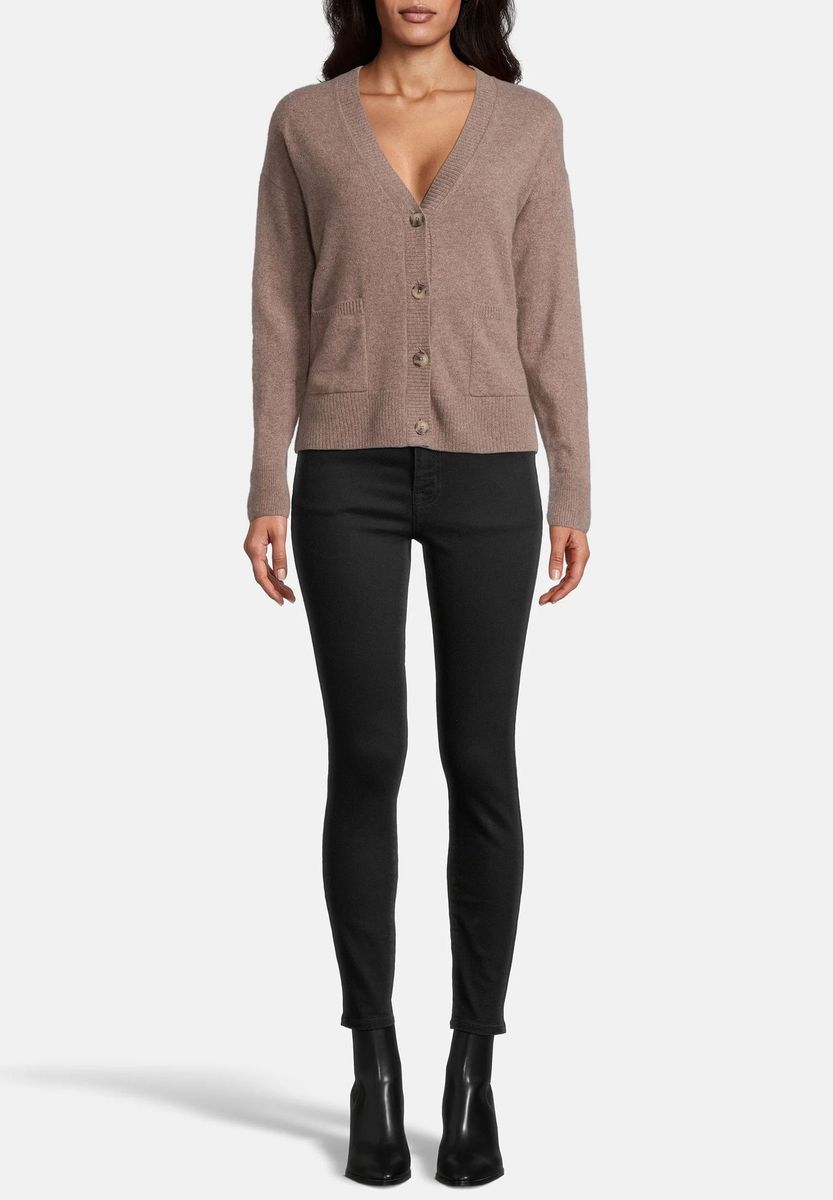 Klassische Kaschmir Strickjacke mit V-Ausschnitt