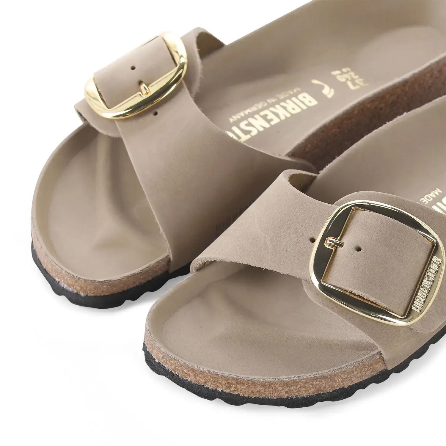 Elegante Schnallen-Pantolette in Taupe