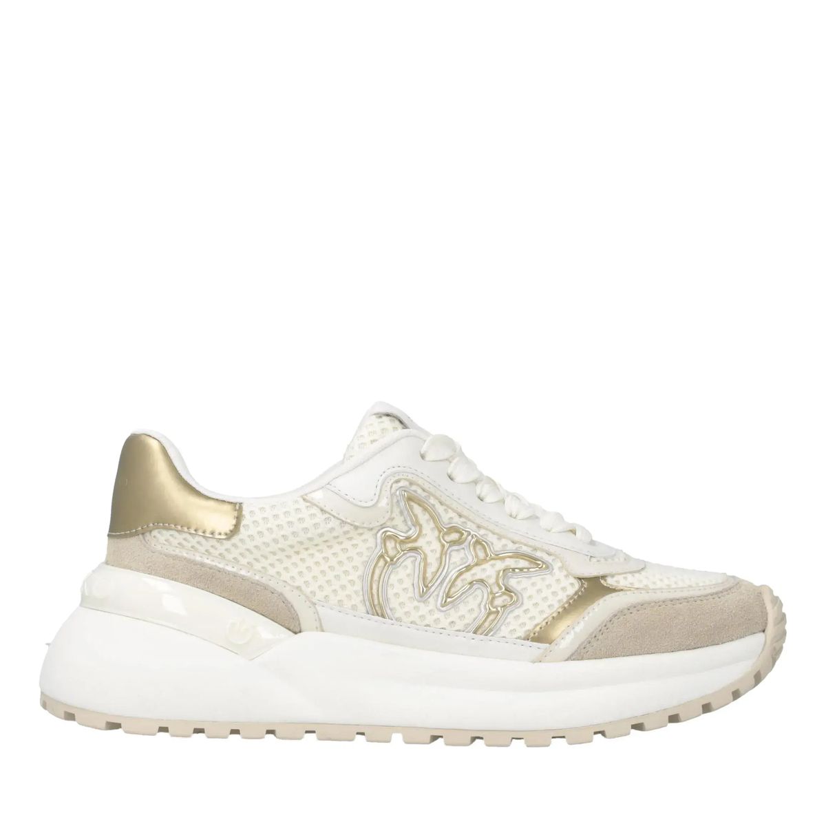 Off-White Mode-Sneakers mit goldenen Akzenten