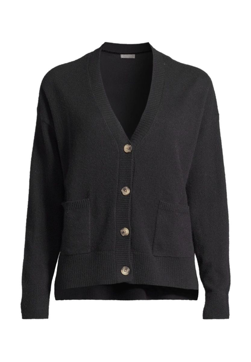 Klassische Kaschmir-Strickjacke mit Taschen