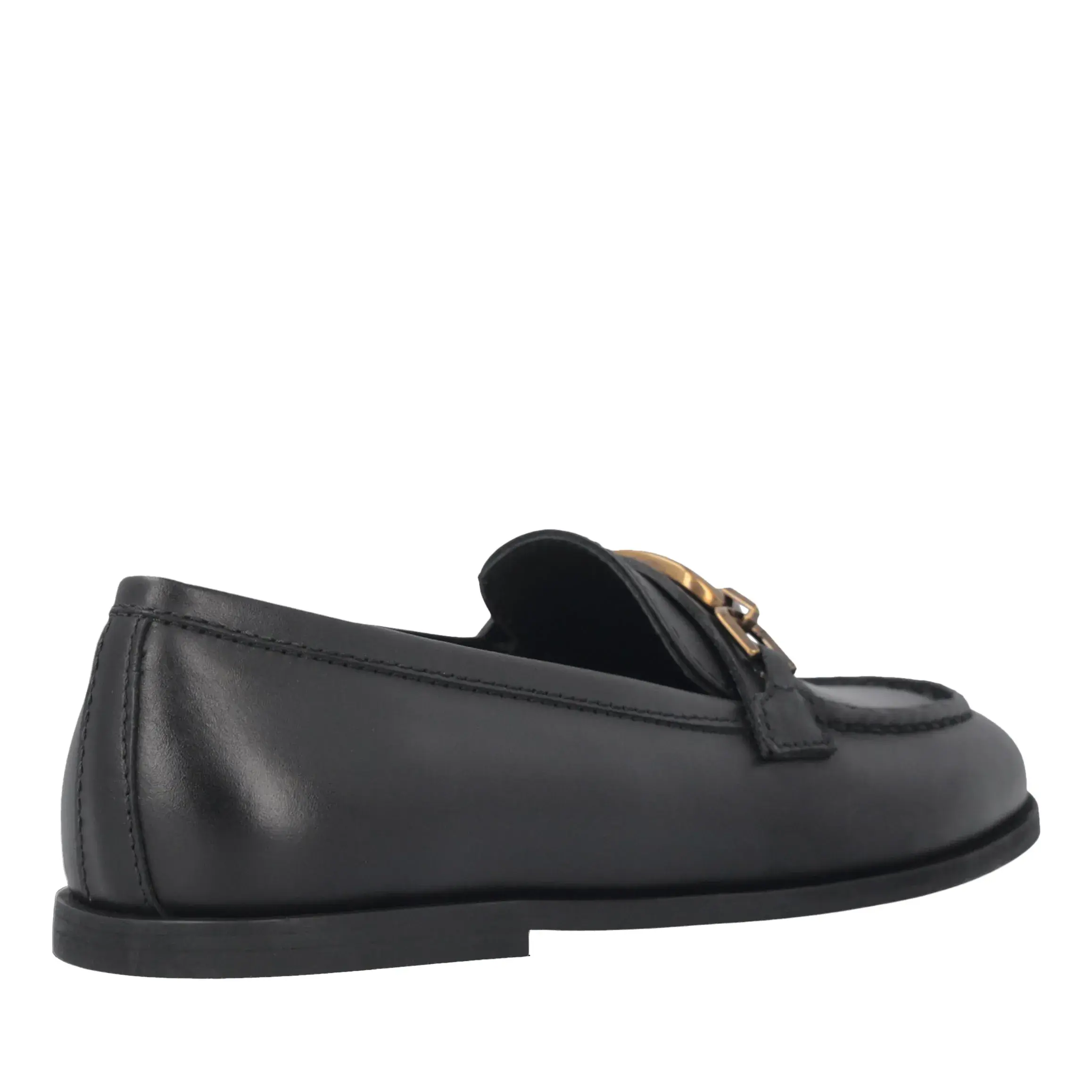 Klassischer Schwarzer Leder-Loafer mit Trense