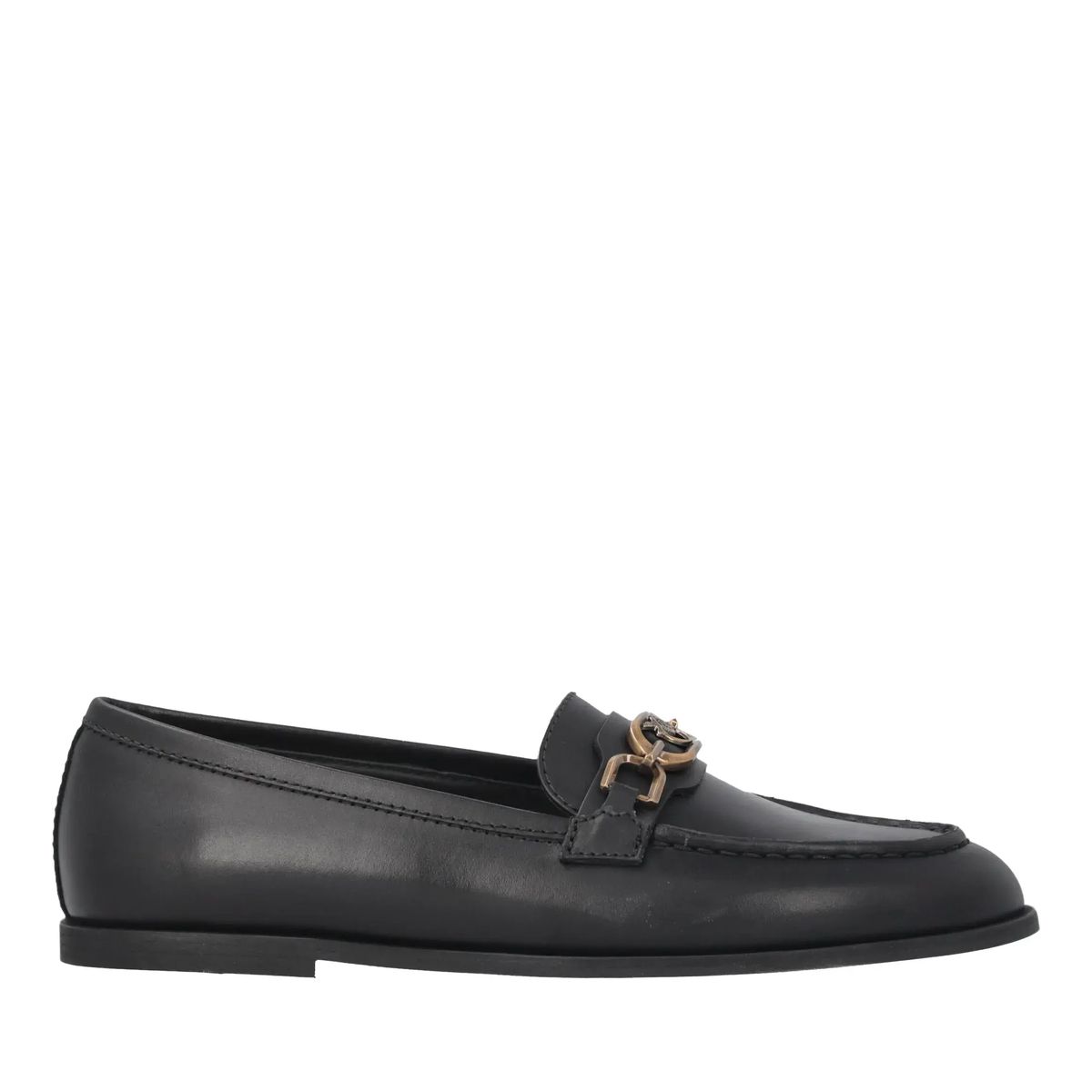 Klassischer Schwarzer Leder-Loafer mit Trense