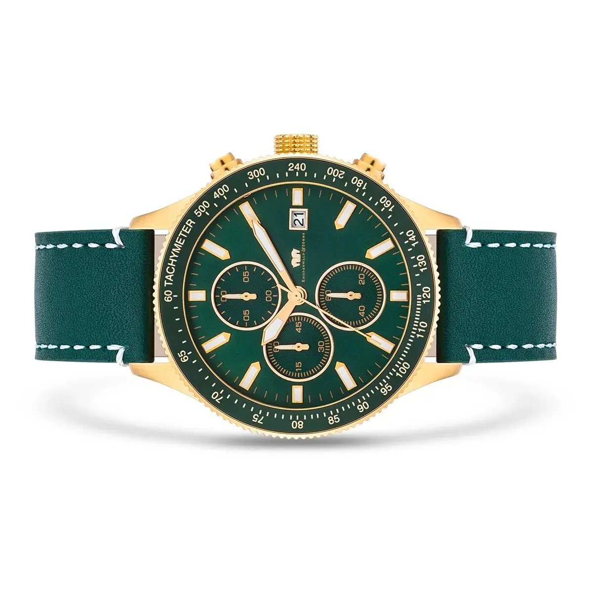 Klassische grüne Chronograph Lederuhr