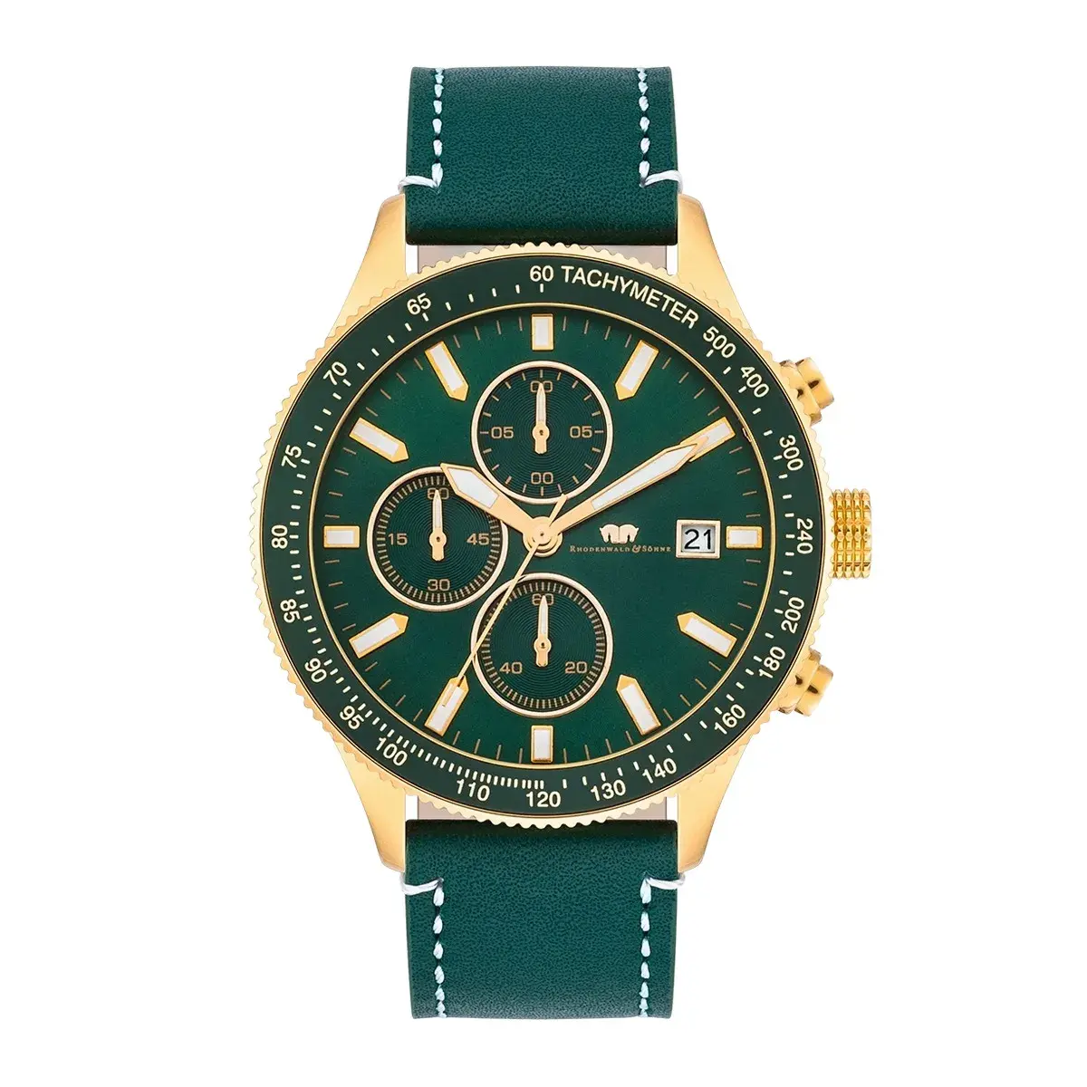Klassische grüne Chronograph Lederuhr