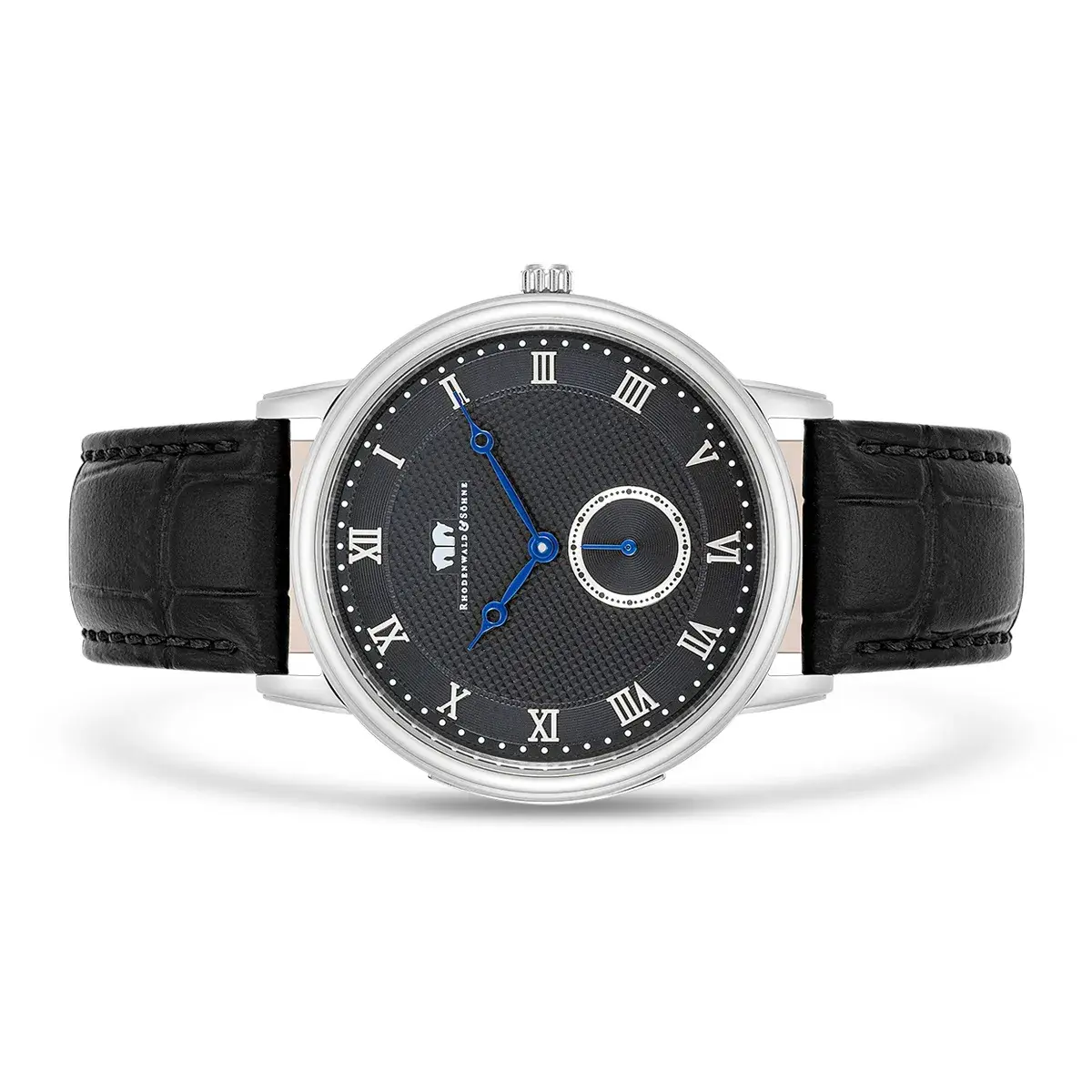 Klassische Herrenuhr mit schwarzem Lederarmband