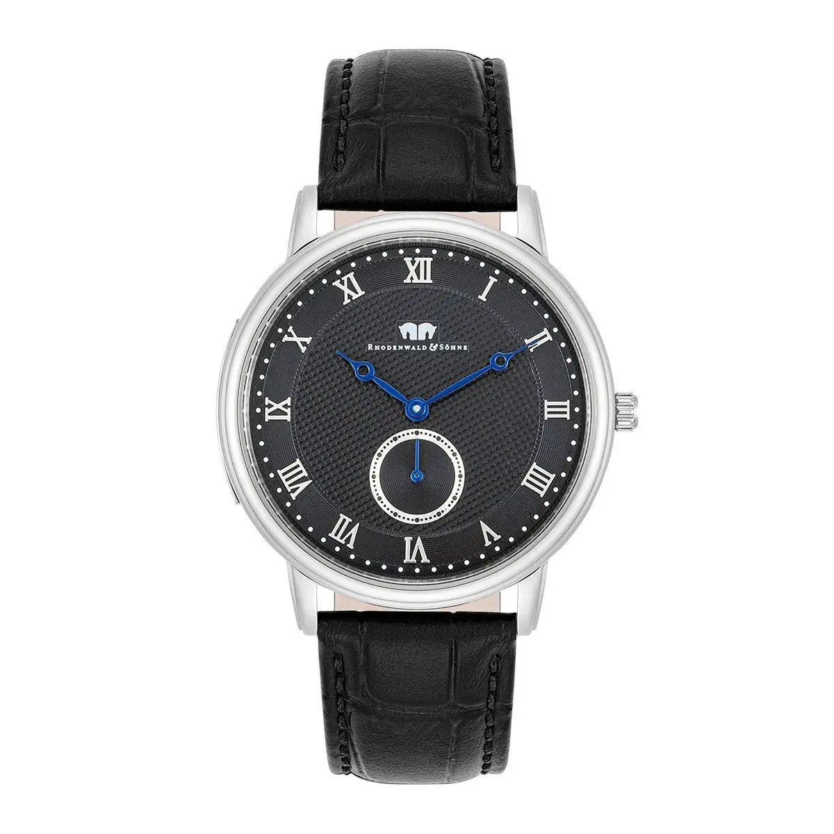 Klassische Herrenuhr mit schwarzem Lederarmband
