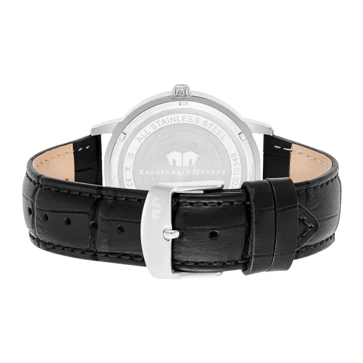 Klassische Herrenuhr mit schwarzem Lederarmband