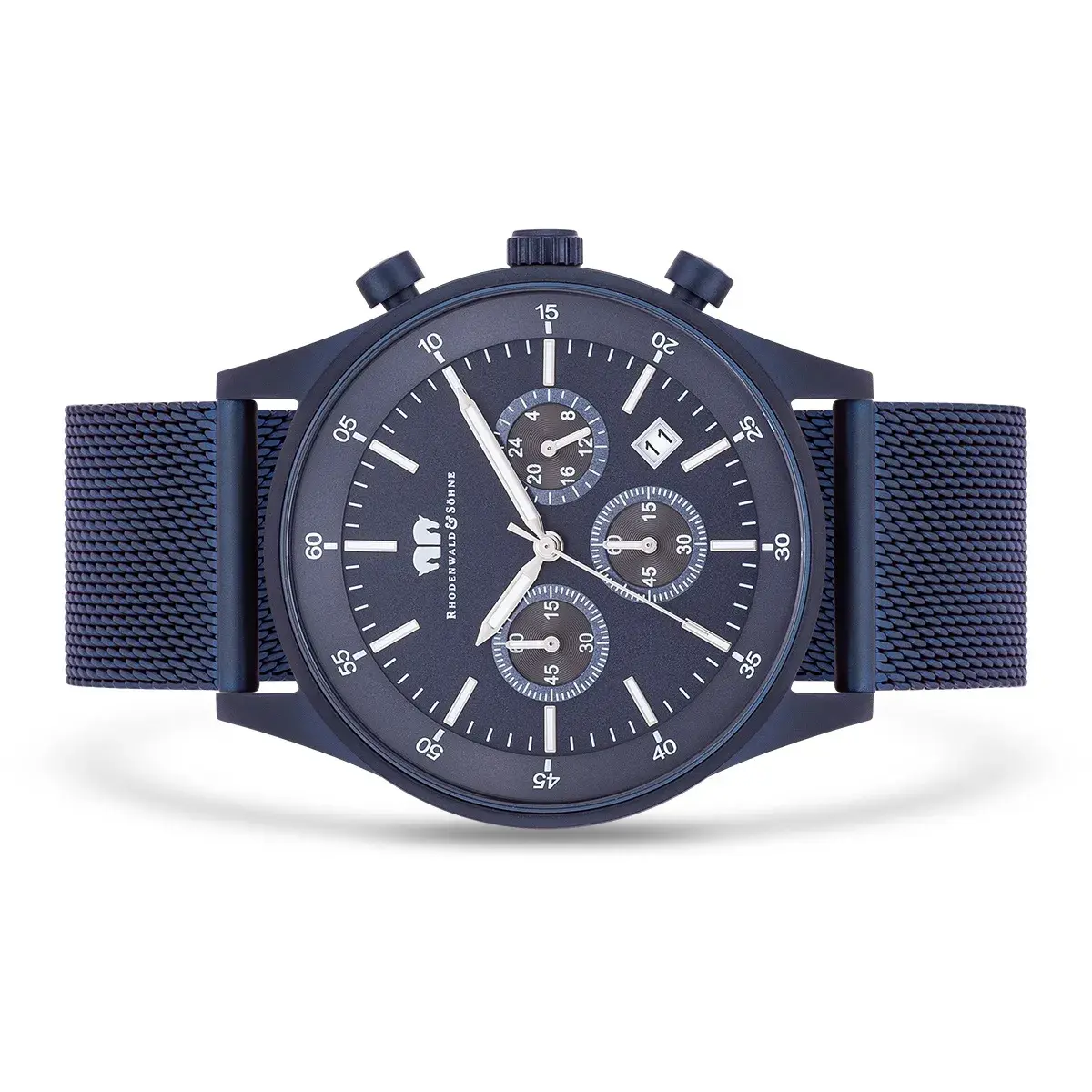 Herren Chronograph Uhr Blau Edelstahl