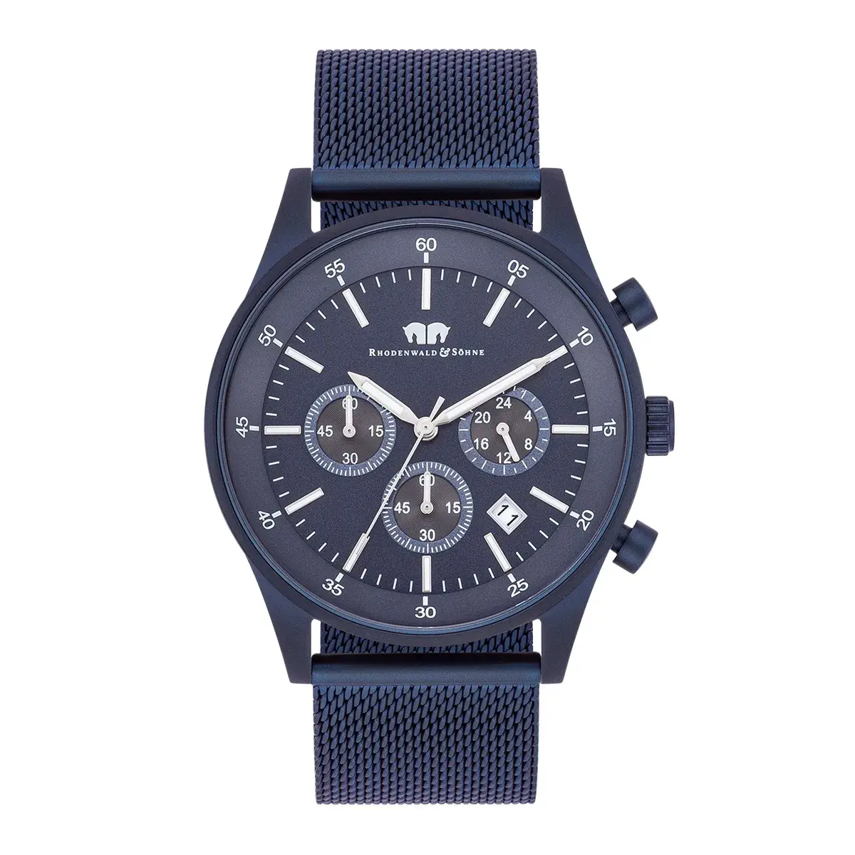 Herren Chronograph Uhr Blau Edelstahl
