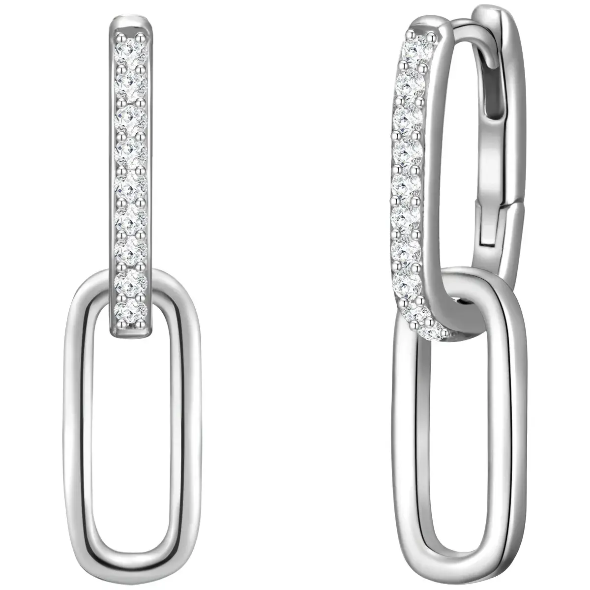 Kettenglieder Ohrringe Sterling Silber Zirkonia