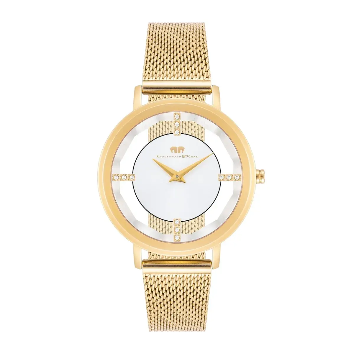 Elegante, goldene Uhr mit Kristallakzenten
