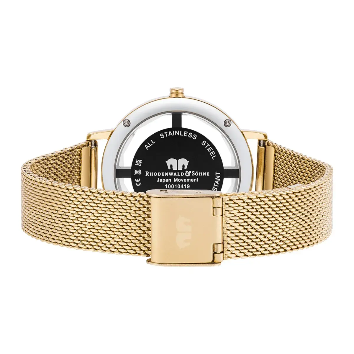 Elegante, goldene Uhr mit Kristallakzenten