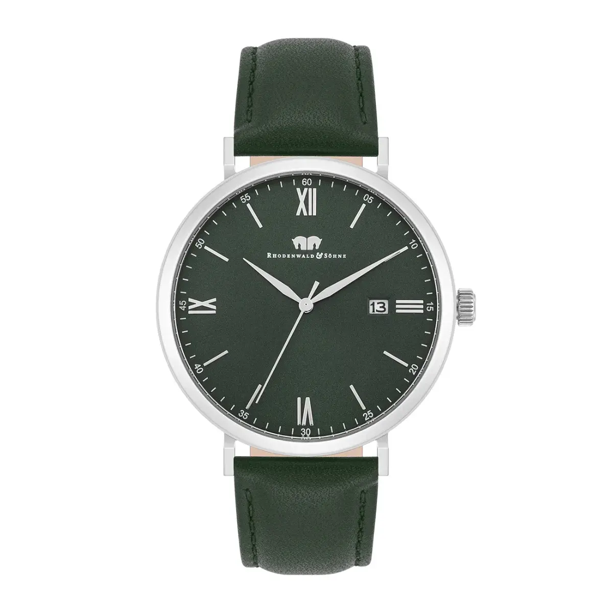 Minimalistische Uhr mit grünem Zifferblatt