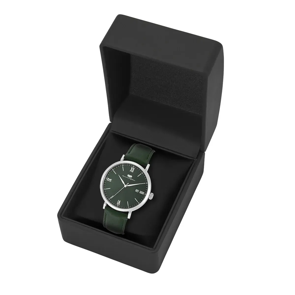 Minimalistische Uhr mit grünem Zifferblatt