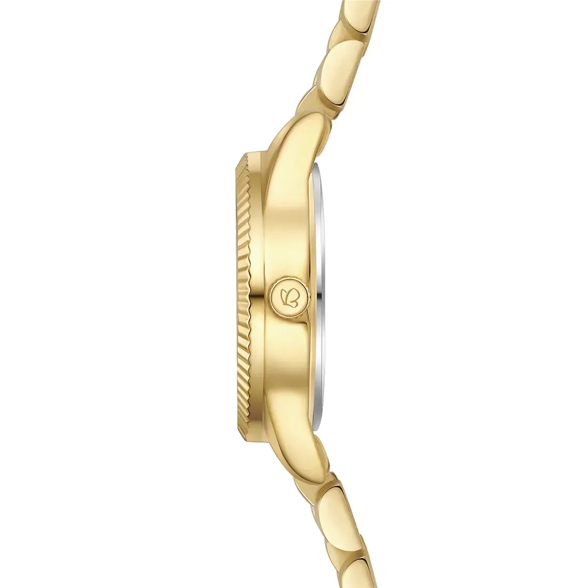 Elegante Damenuhr mit goldenem Zifferblatt und schwarzem Zifferblatt