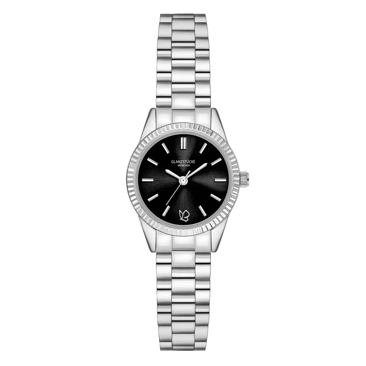 Elegante silberfarbene Damenarmbanduhr