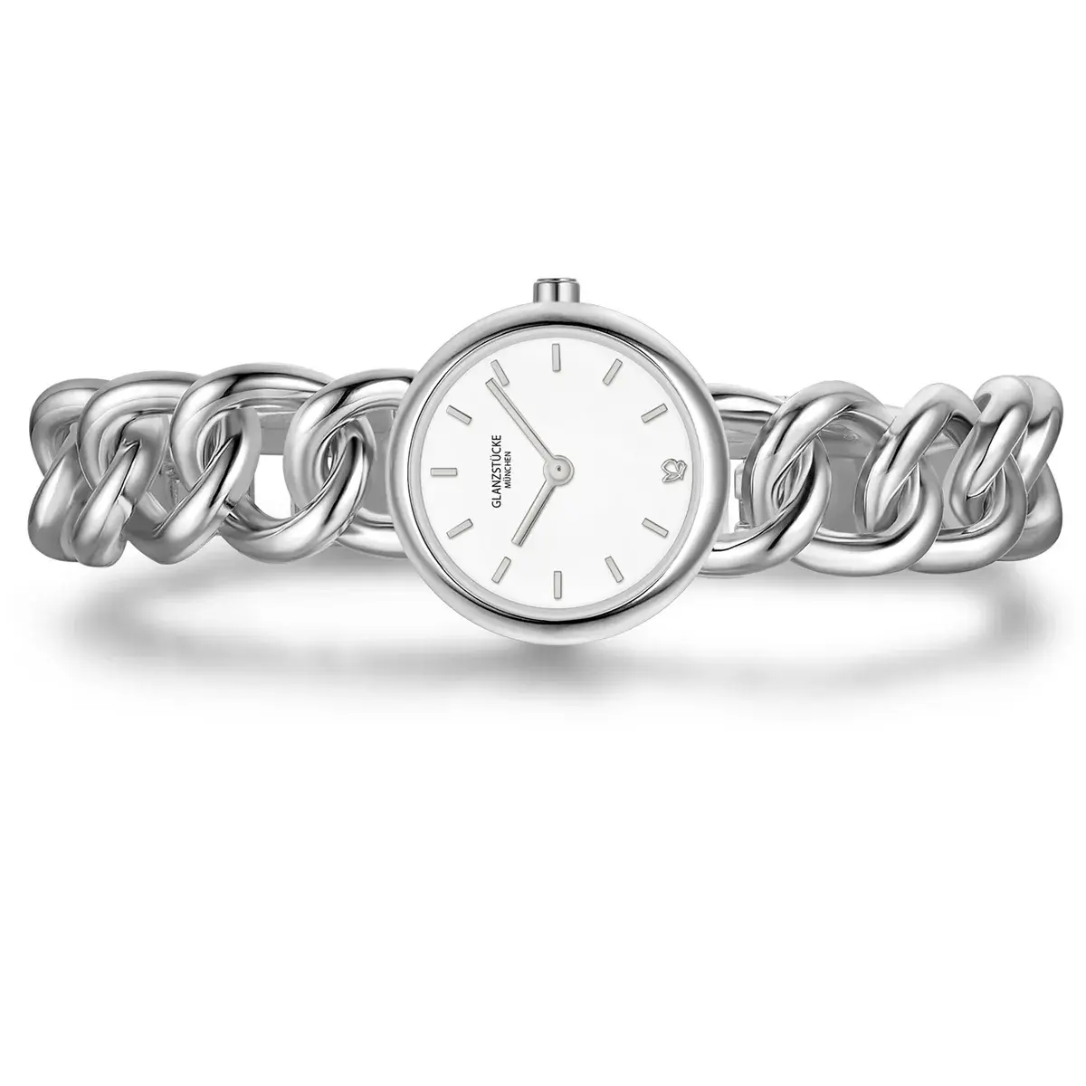 Silberne Damen-Armbanduhr mit Kettengliederarmband