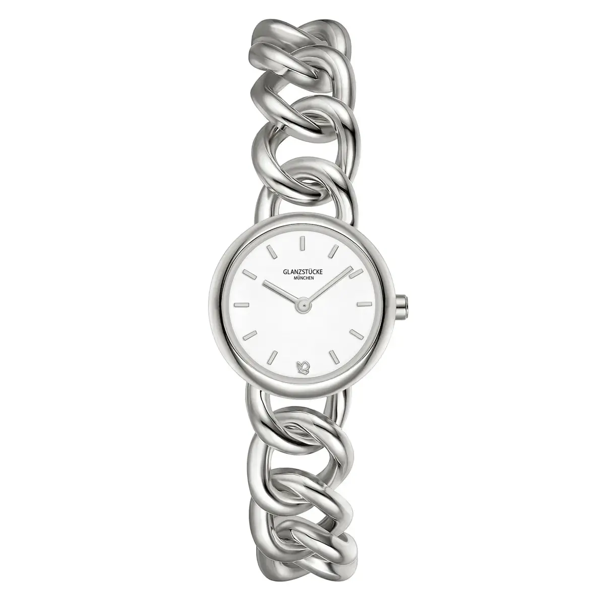 Silberne Damen-Armbanduhr mit Kettengliederarmband
