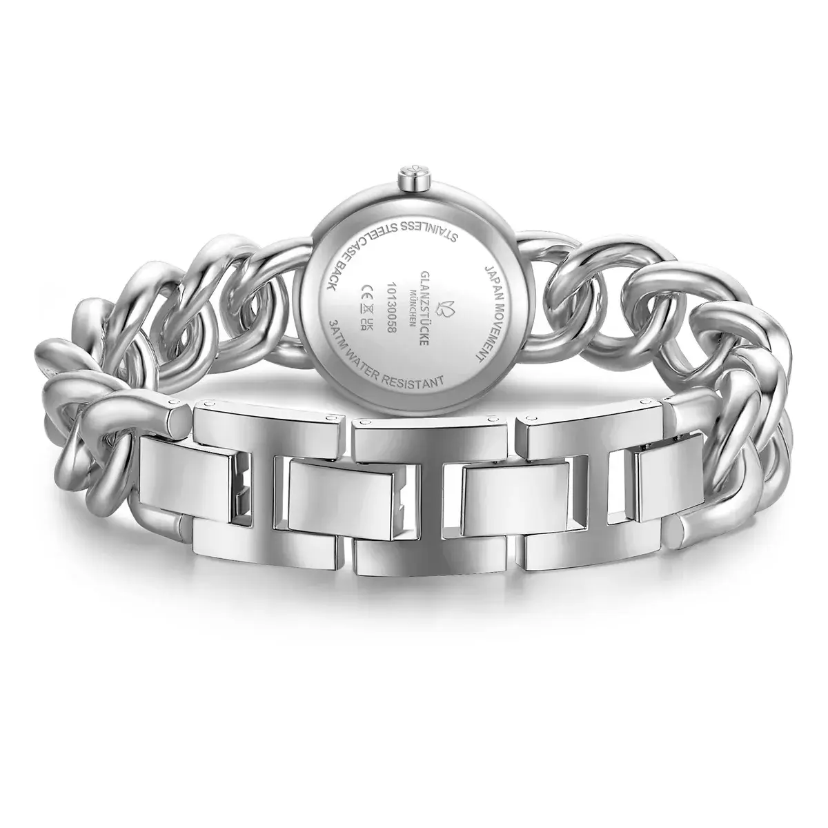Silberne Damen-Armbanduhr mit Kettengliederarmband