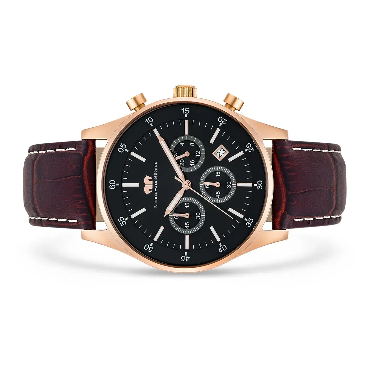 Herren Chronograph Uhr mit braunem Lederarmband