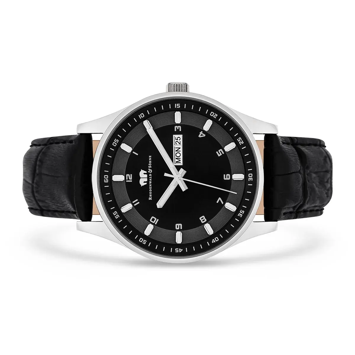 Herren-Uhr mit schwarzem Lederarmband