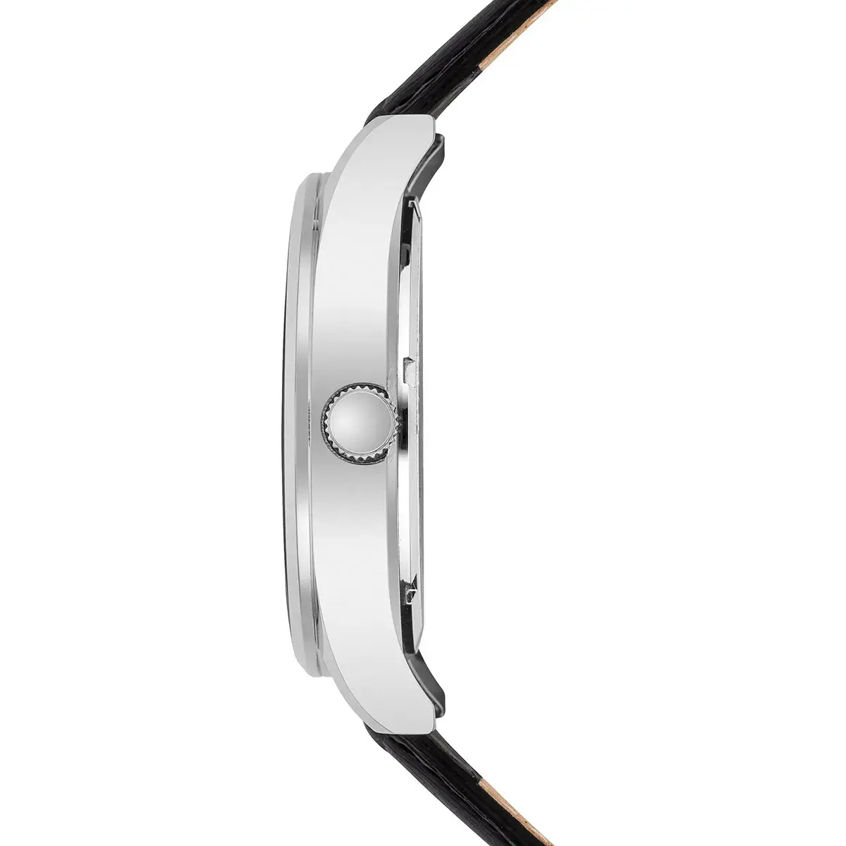 Herren-Uhr mit schwarzem Lederarmband