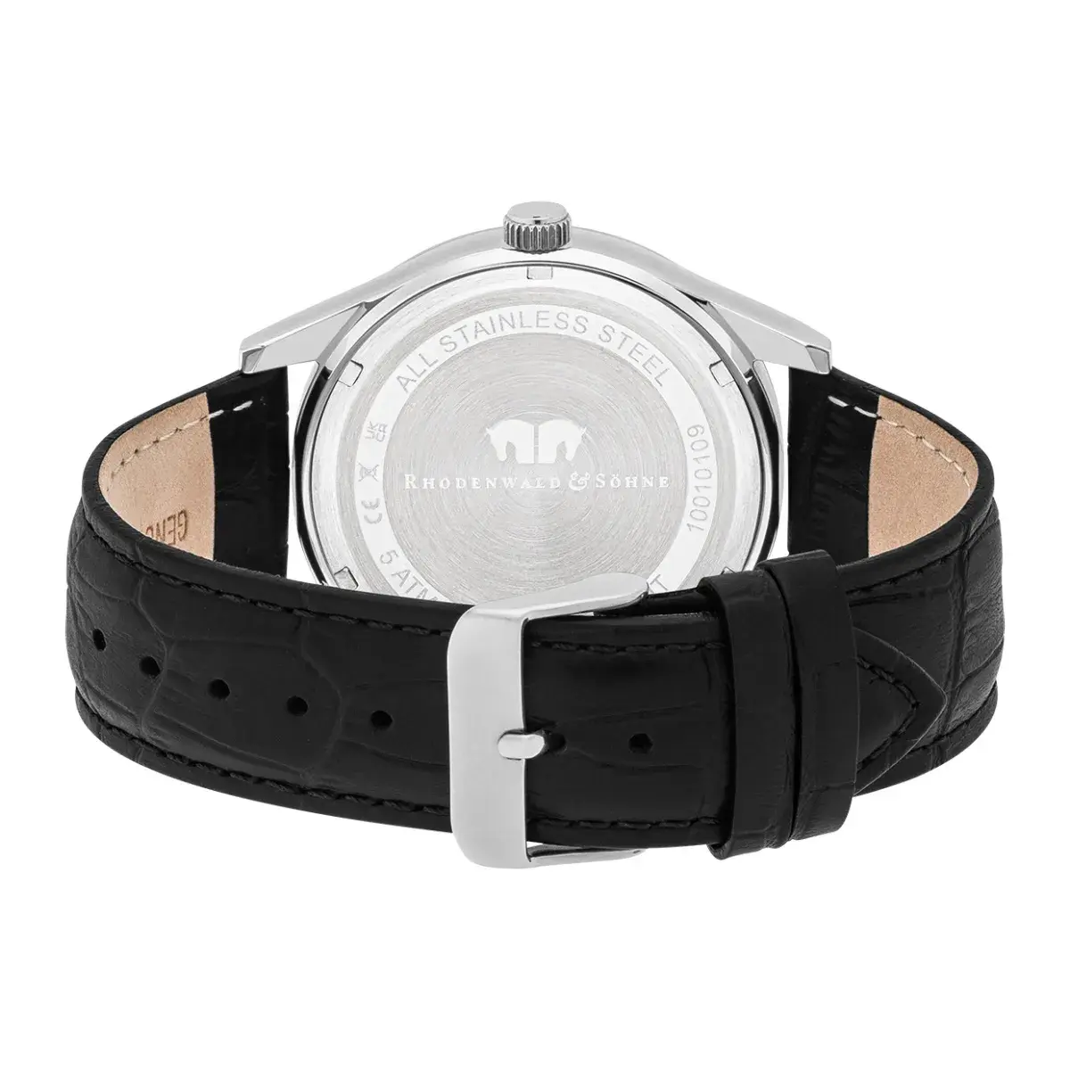 Herren-Uhr mit schwarzem Lederarmband