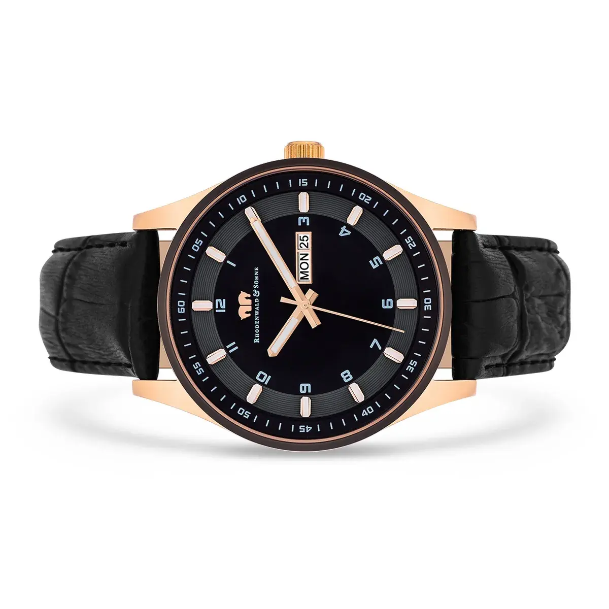 Herrenuhr mit schwarzem Lederarmband